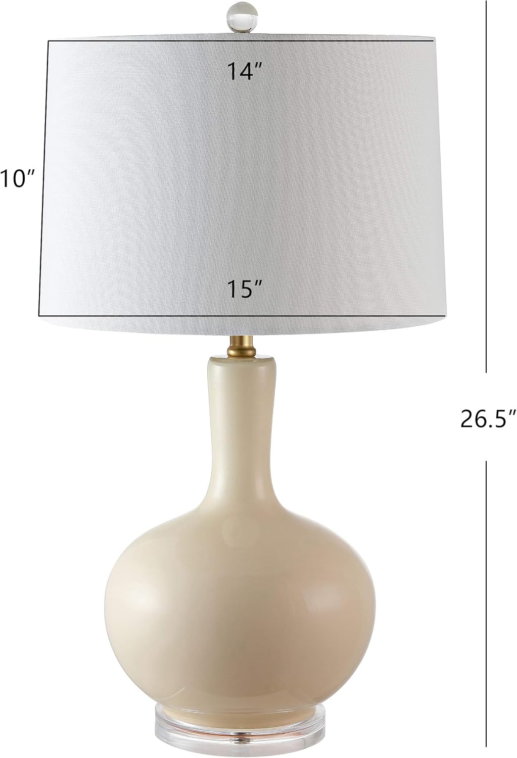 SAFAVIEH Lighting Collection Nilla Modern Contemporary Cream/ Clear 27-inch Bedroom Living Room Home Office Desk Nightstand Table Lamp Set of 2 (LED Bulbs Included)