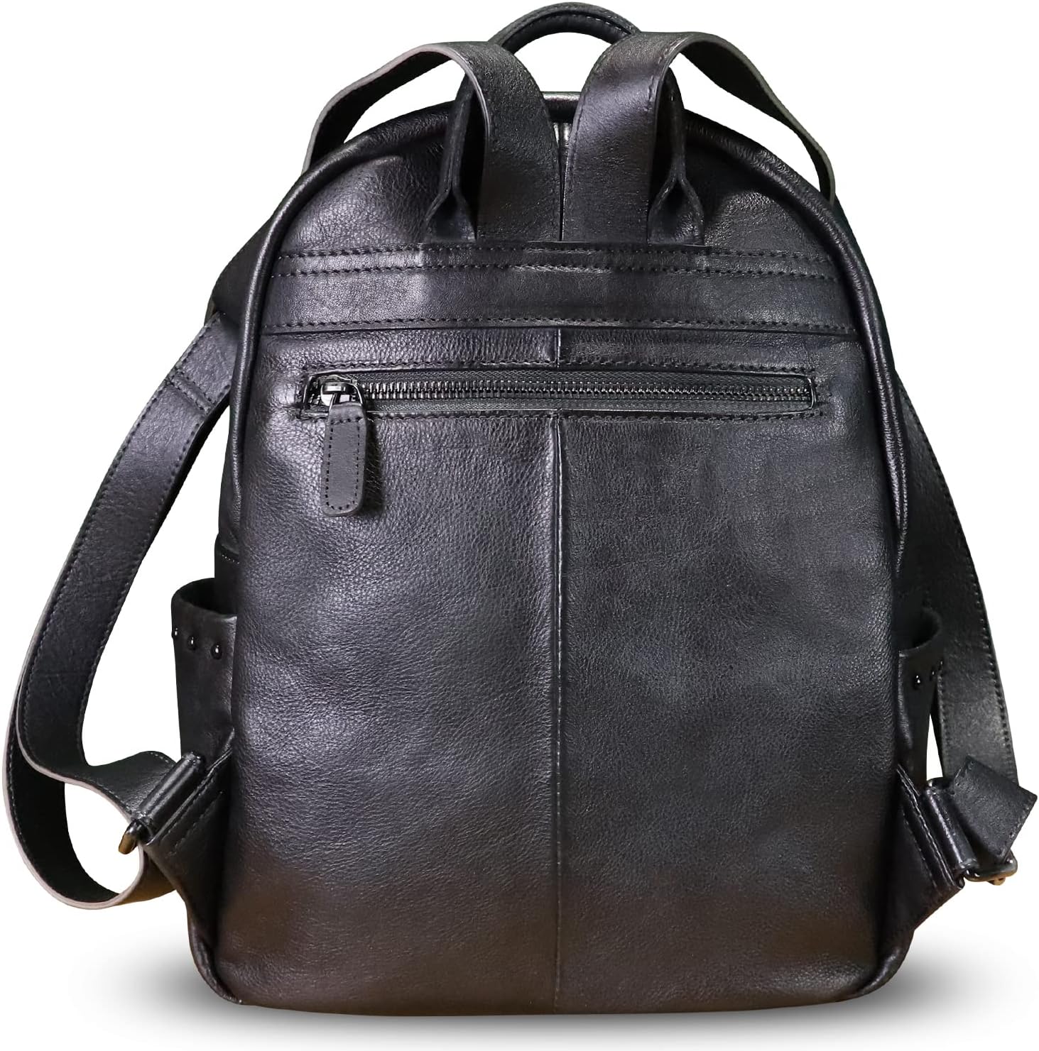 Genuine Leather Backpack Purse for Women Vintage Casual Daypack College Bag Handmade Cowhide Western Rivets Rucksack (Darkgrey)