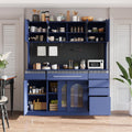 63'' W Buffet Cabinet with Hutch, Large Coffee Bar Storage Cabinet with 6 Drawers, Kitchen Pantry Sideboard with 5 Cabinets and Adjustable Shelves, Pegboard, Towel Rack, Power Outlet