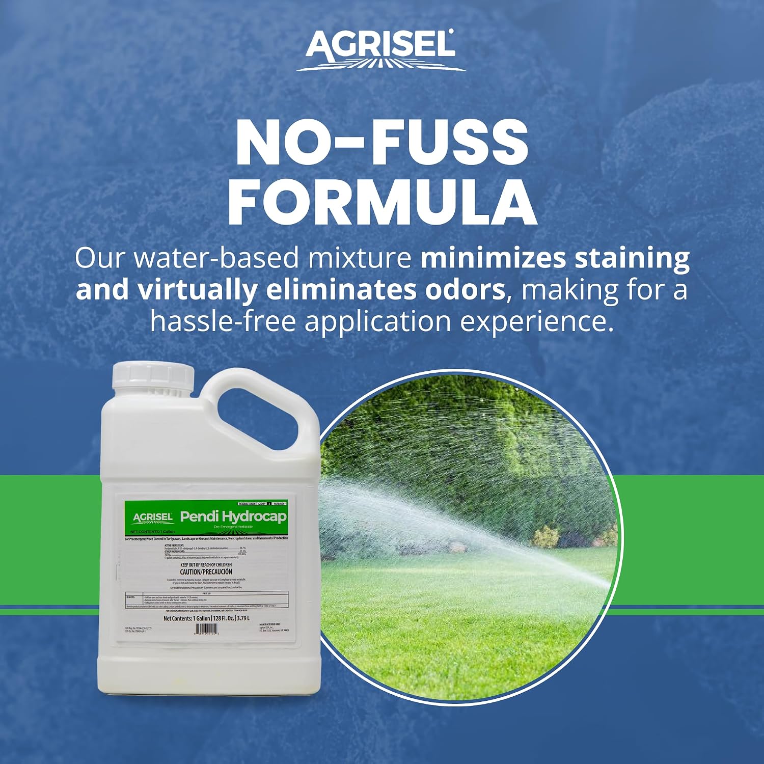 Agrisel Pendi Hydrocap Weed Killer, Pre-Emergent Formula, Effective on 40+ Broadleaf Weeds and Grasses, No-Stain, Mixes Easily, Pet Safe, Includes 3-Pack of Agrisel Protective Gloves, 128 Ounces