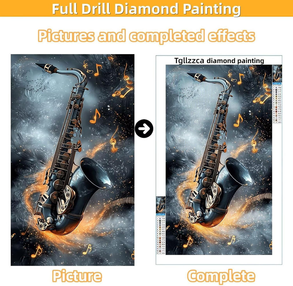 Diamond Art Kits for Adults Saxophone Diamond Painting Kits, 5D DIY Round Dream Full Drill Dimond Art Paintings Crystal Crafts for Adults for Gift Home Wall Decor, Large Size 40 x 80 Inch, Model897
