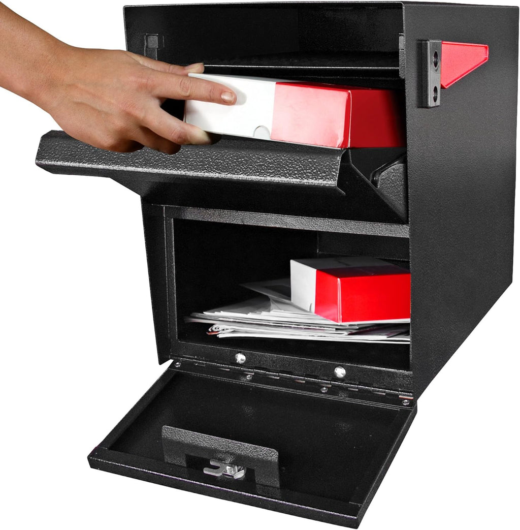 Mail Boss 7206 Package Master Curbside Locking Security Mailbox | Black,Medium