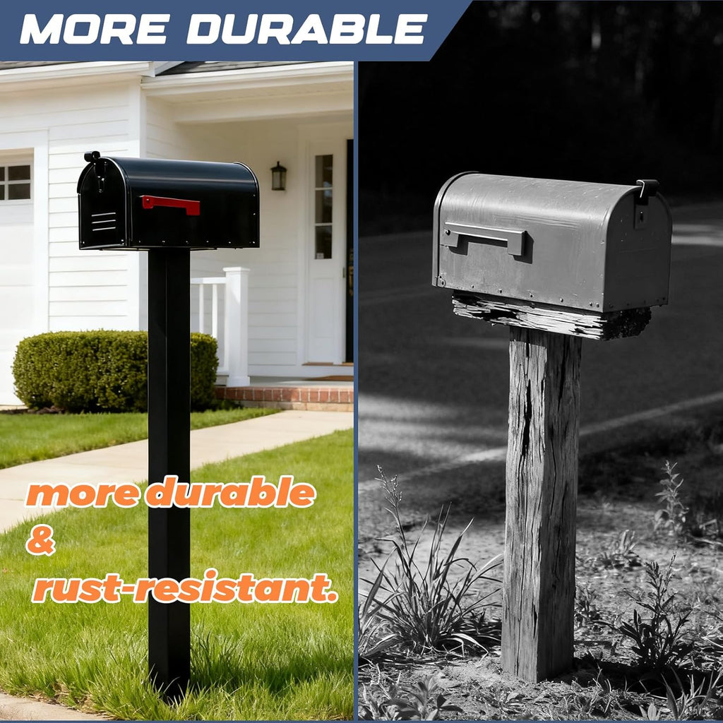 Outside Metal Mailbox Post, 34 inch In-Ground Heavy Duty Mailbox Pillar, Universal mounting Panel fits Most mailboxes. Suitable for Residential Roadside mailboxes