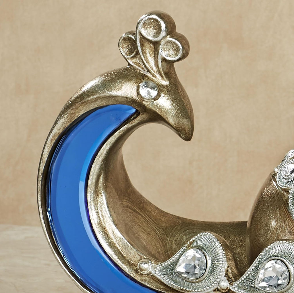Feathered Splendor Blue Peacock Table Bowl with Orbs Set of Three | Centerpiece Elegant Style Decor for Aesthetic Room