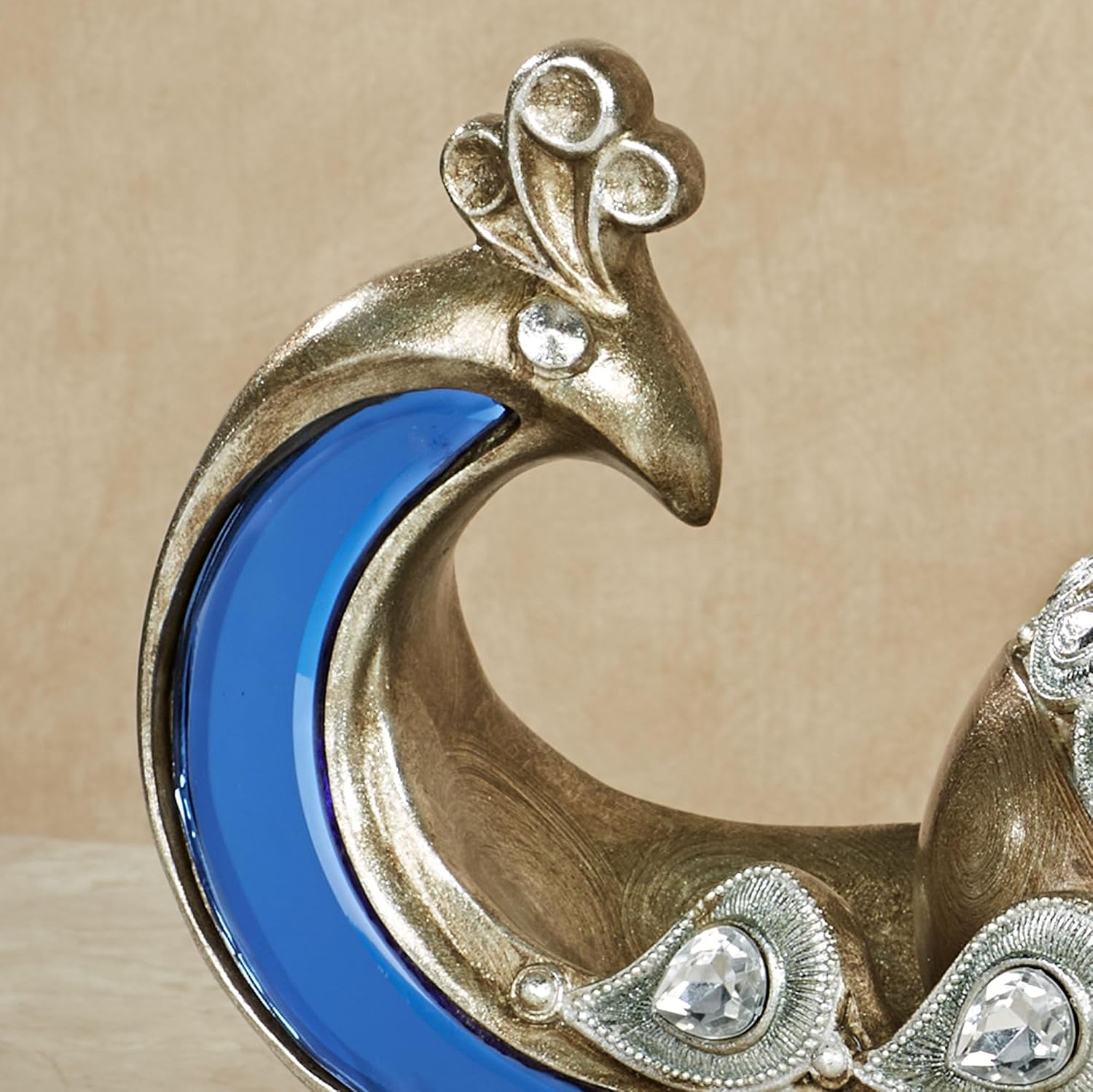 Feathered Splendor Blue Peacock Table Bowl with Orbs Set of Three | Centerpiece Elegant Style Decor for Aesthetic Room