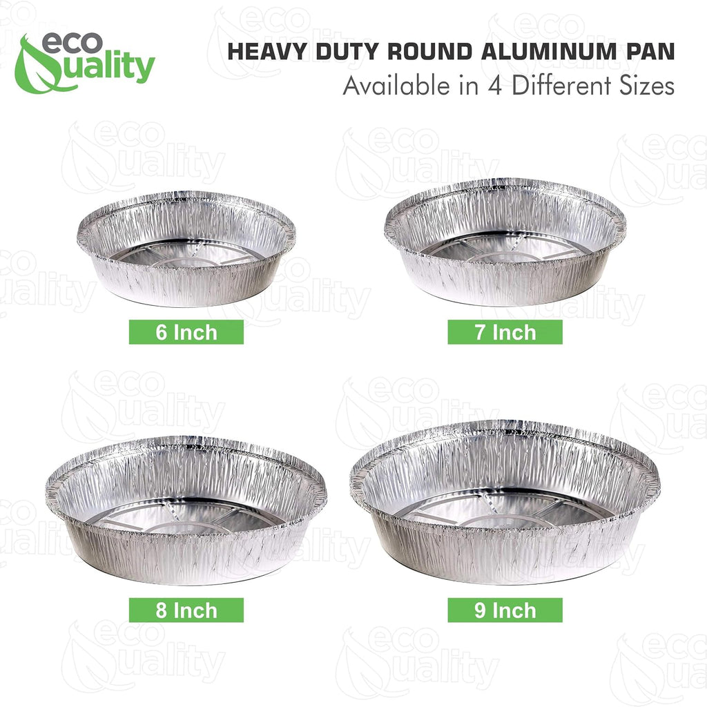 EcoQuality (500 Pack - 9 Inch Disposable Round Aluminum Foil Take-Out Pans - Disposable Tin Containers, Perfect for Baking, Cooking, Catering, Parties, Restaurants (No Lids)