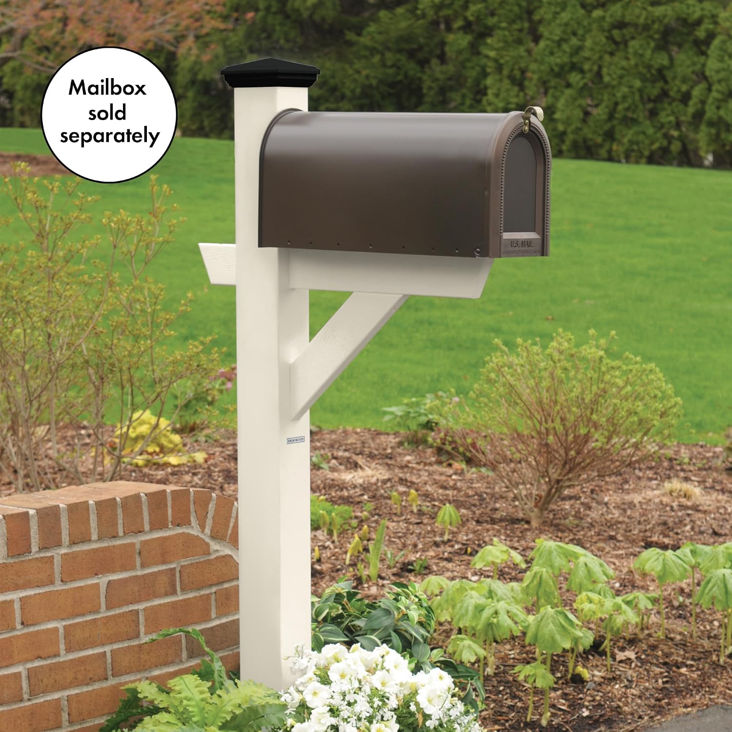 highwood AD-MLBX1-WAE Hazleton Mailbox Post, Whitewash