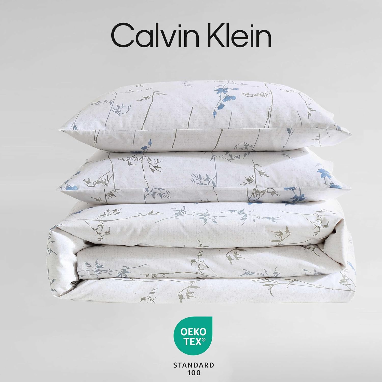 Calvin Klein - Queen Duvet Cover Set, 100% Reversible Cotton Floral Bedding with a Naturally Soft Feel, Floral Bed Set with Matching with Matching Pillowcases (Wildflower Beige)