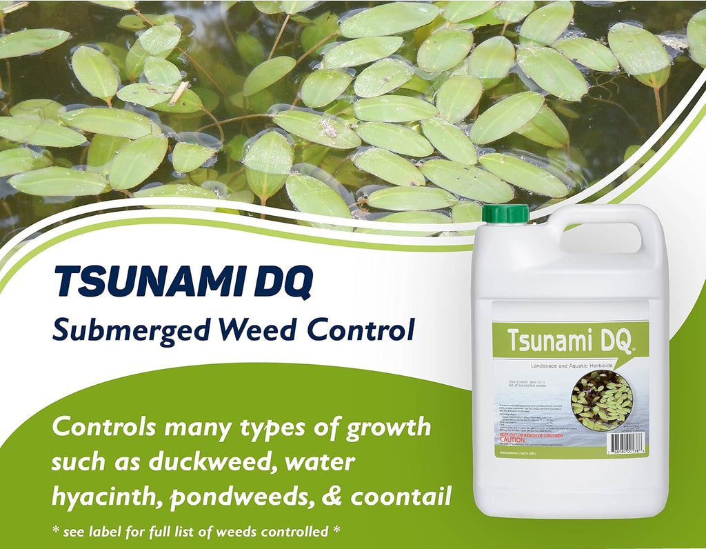 Tsunami DQ Aquatic Herbicide - Gallon - 37.3 Percent Diquat Dibromide - Concentrated Aquatic Weed Killer for Lakes and Ponds - Duckweed, Watermeal, Curly Leaf, Pondweed & Many More