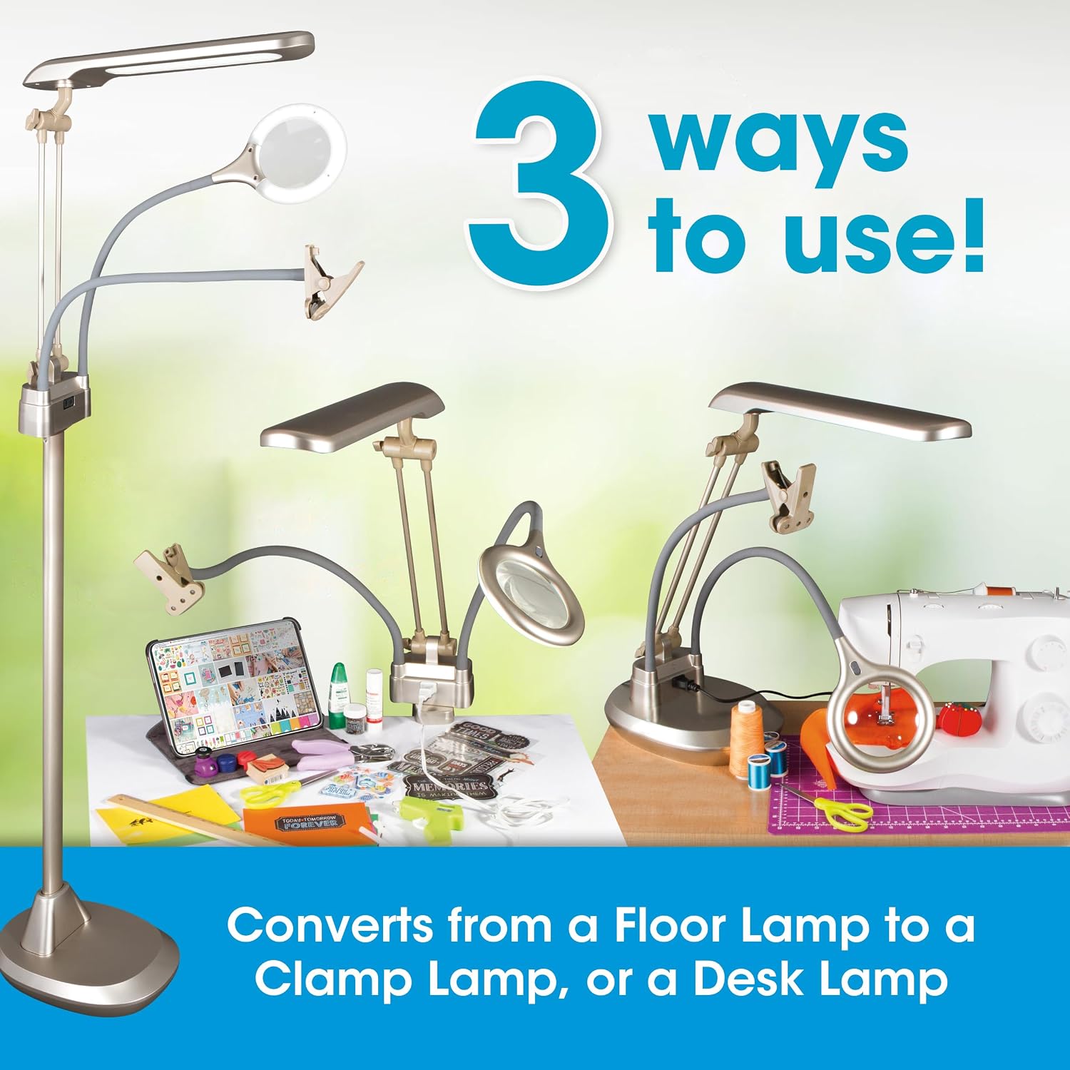 OttLite Ultimate LED 3-in-1 Creative Station w/Magnifier, Clearsun, Champagne, Shipper
