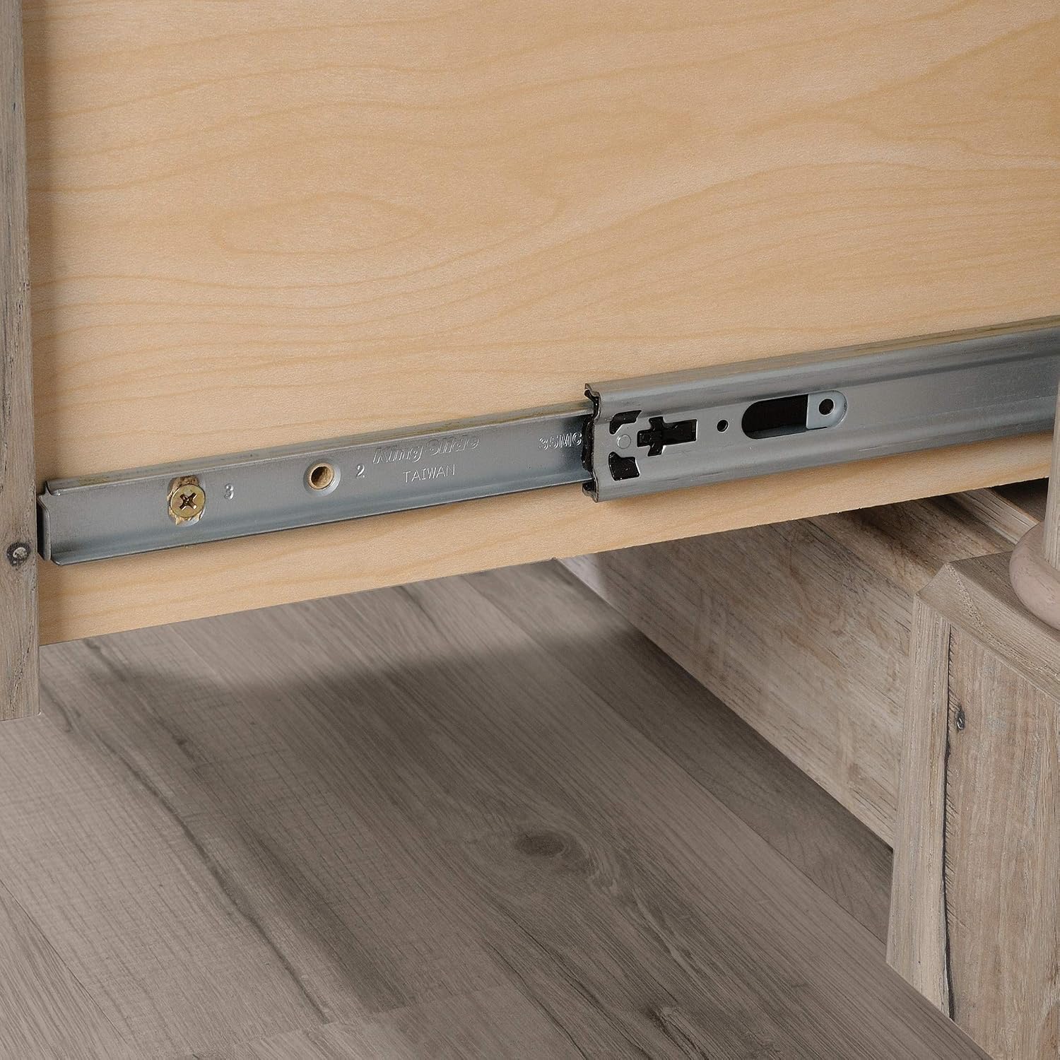 Sauder Palladia Computer Desk with Drawers, Home Office Desk with File Cabinet Storage Drawer, Cable Management, Keyboard Tray, in Split Oak Finish