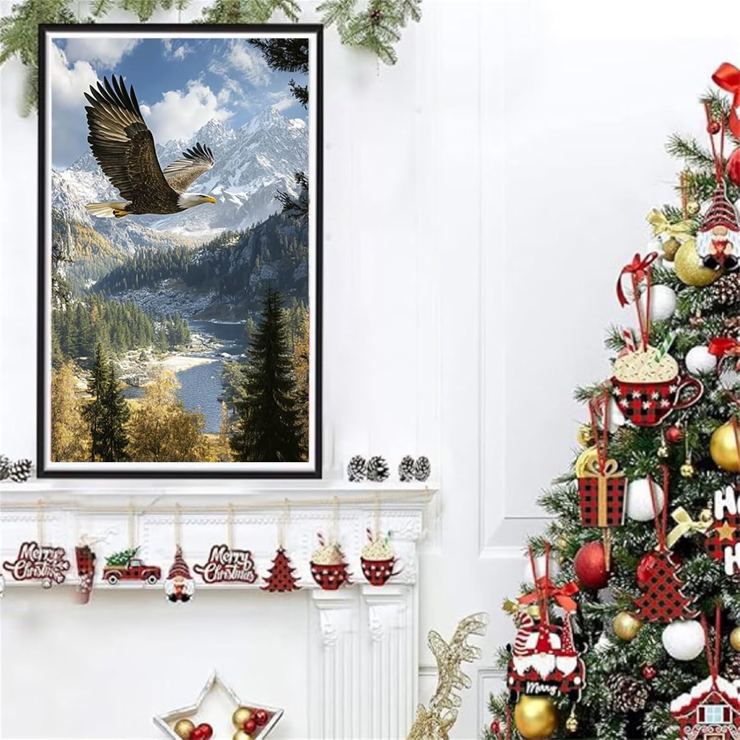 Diamond Art Kits for Adults Eagle Diamond Painting Kits, 5D DIY Square Animal Full Drill Dimond Art Paintings Rhinestones Crafts for Adults for Gift Home Wall Decor, Large Size 36 x 72 Inch, Model816