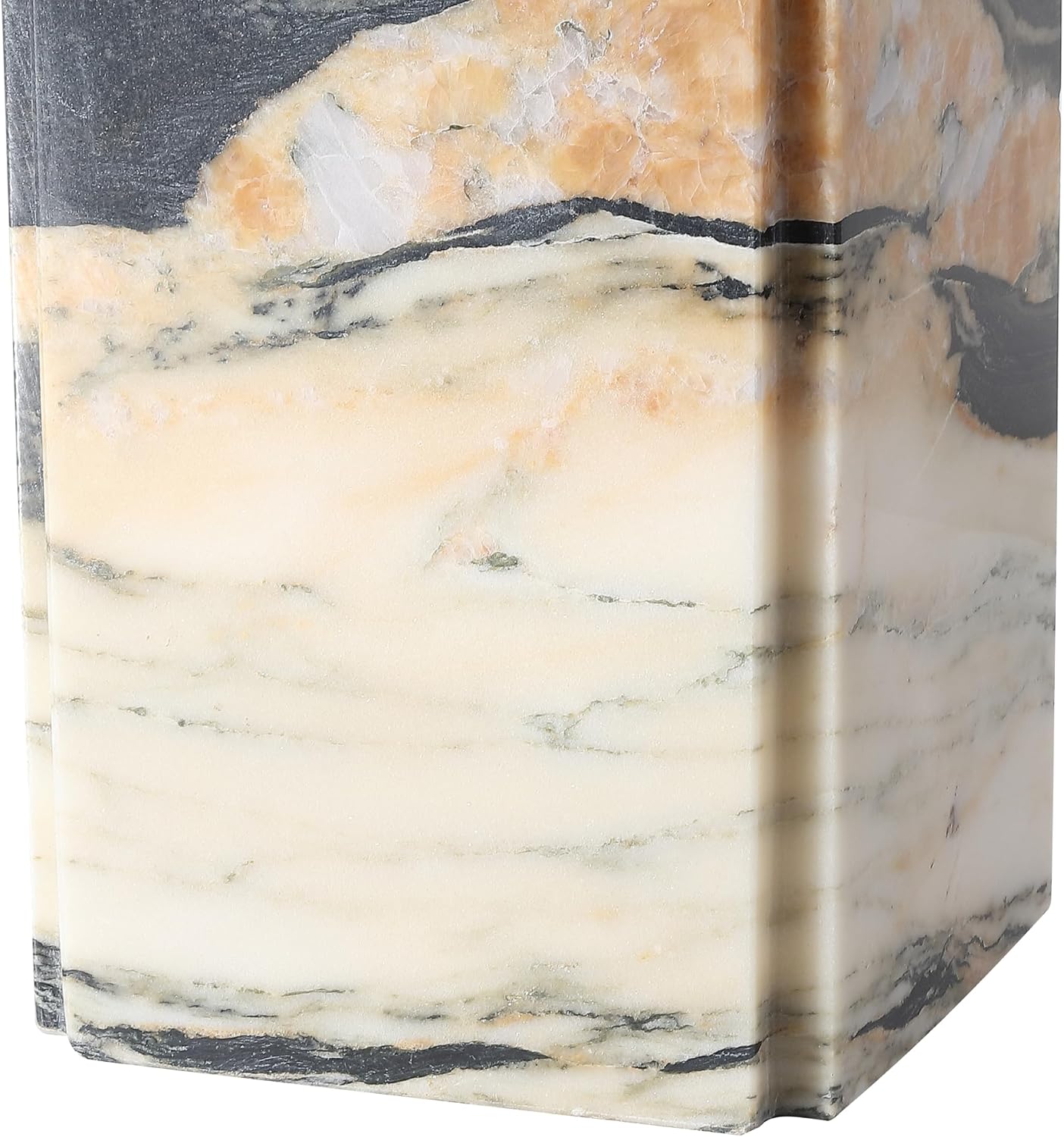 SAFAVIEH Couture Lighting Collection Mackenzie Light Brown/Black Marble Square 25-inch Table Lamp for Bedroom Living Room Home Office Desk Nightstand (LED Bulb Included)