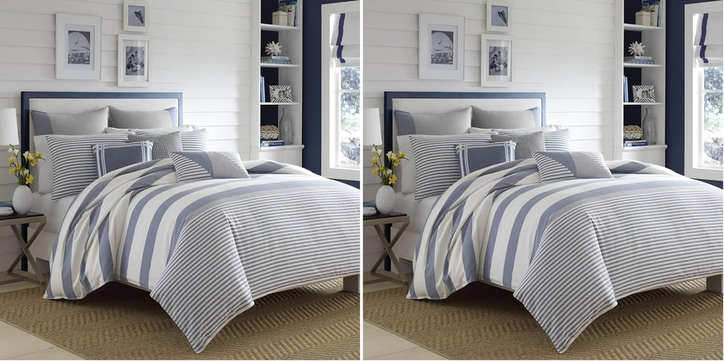 Nautica - Twin Duvet Cover Set, Cotton Reversible Bedding with Matching Sham, Mediterranean Inspired Bedding Set for All Seasons (Fairwater Blue, Twin) (Pack of 2)