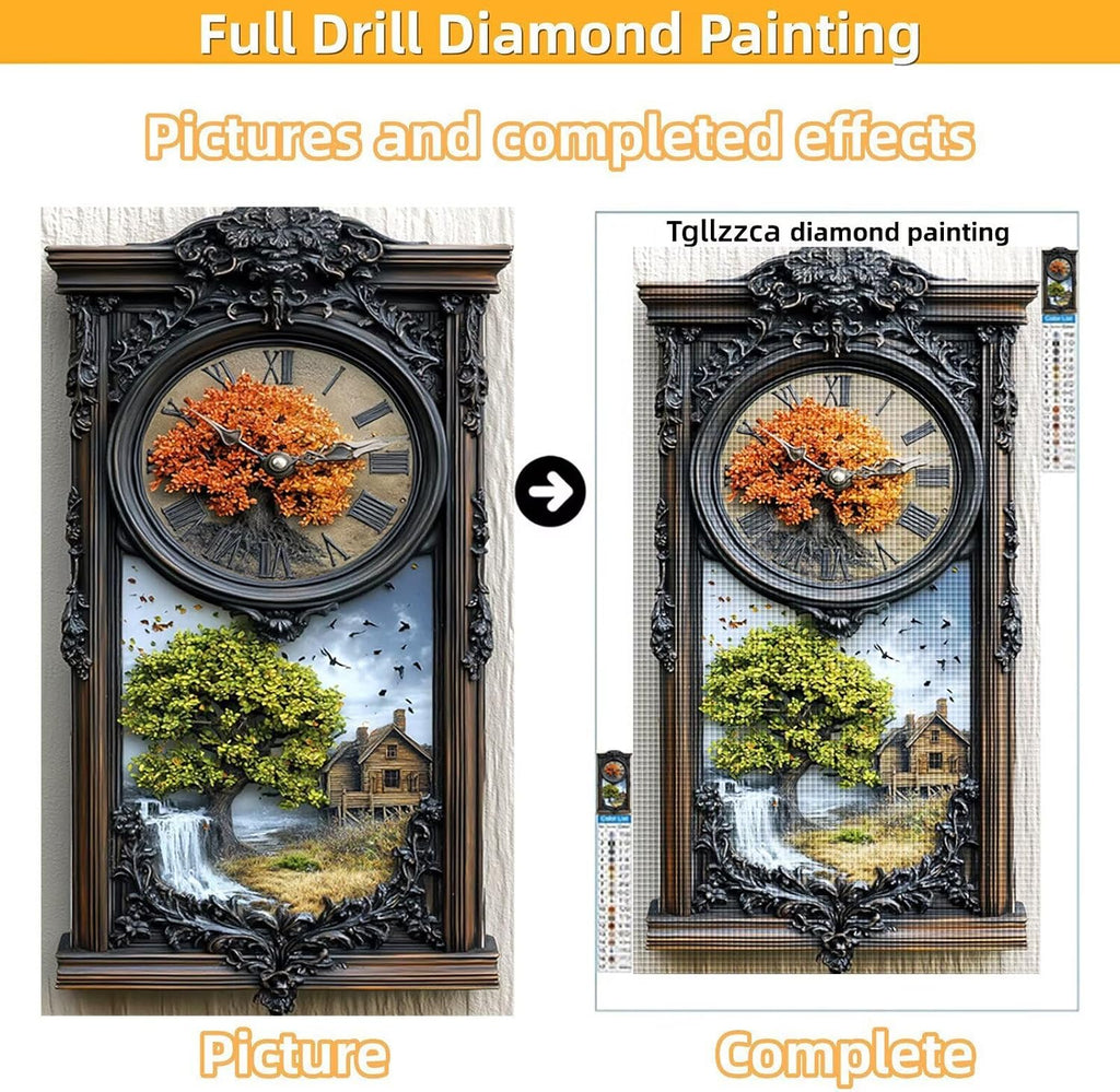 Diamond Art Kits for Adults Clock Diamond Painting Kits, 5D DIY Square Landscape Full Drill Dimond Art Paintings Crystal Crafts for Adults for Gift Home Wall Decor, Large Size 40 x 80 Inch, Model648