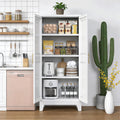 Metal Kitchen Pantry Cabinet with Adjustable Shelf, Pantry Cabinet with Doors, Freestanding Floor Cabinet for Kitchen, Home, Required Assembly, White