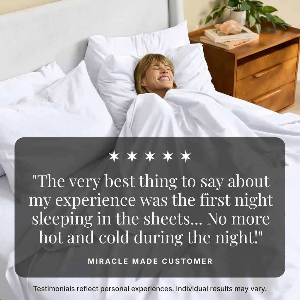 Miracle Made Breathable Cotton Bed Sheets, 3-Piece Set – Silver-Treated, Soft and Cool-to-the-Touch Lightweight Bedding Designed for Hot Sleepers – Twin Size, White