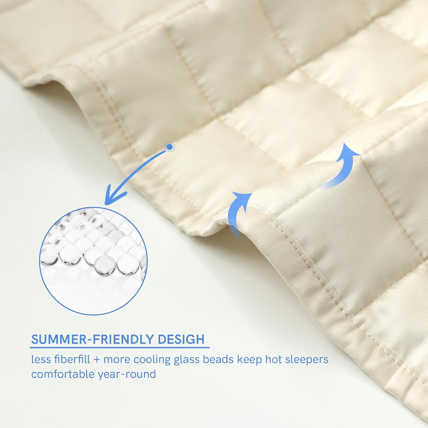 YnM King Size Cooling Weighted Blanket for Adults (88x104 Inches, 15 Pounds, Champagne Beige), Perfect for Hot Sleepers with Cooling Rayon, Heavy Bed Blanket for Couple on Queen or King Bed