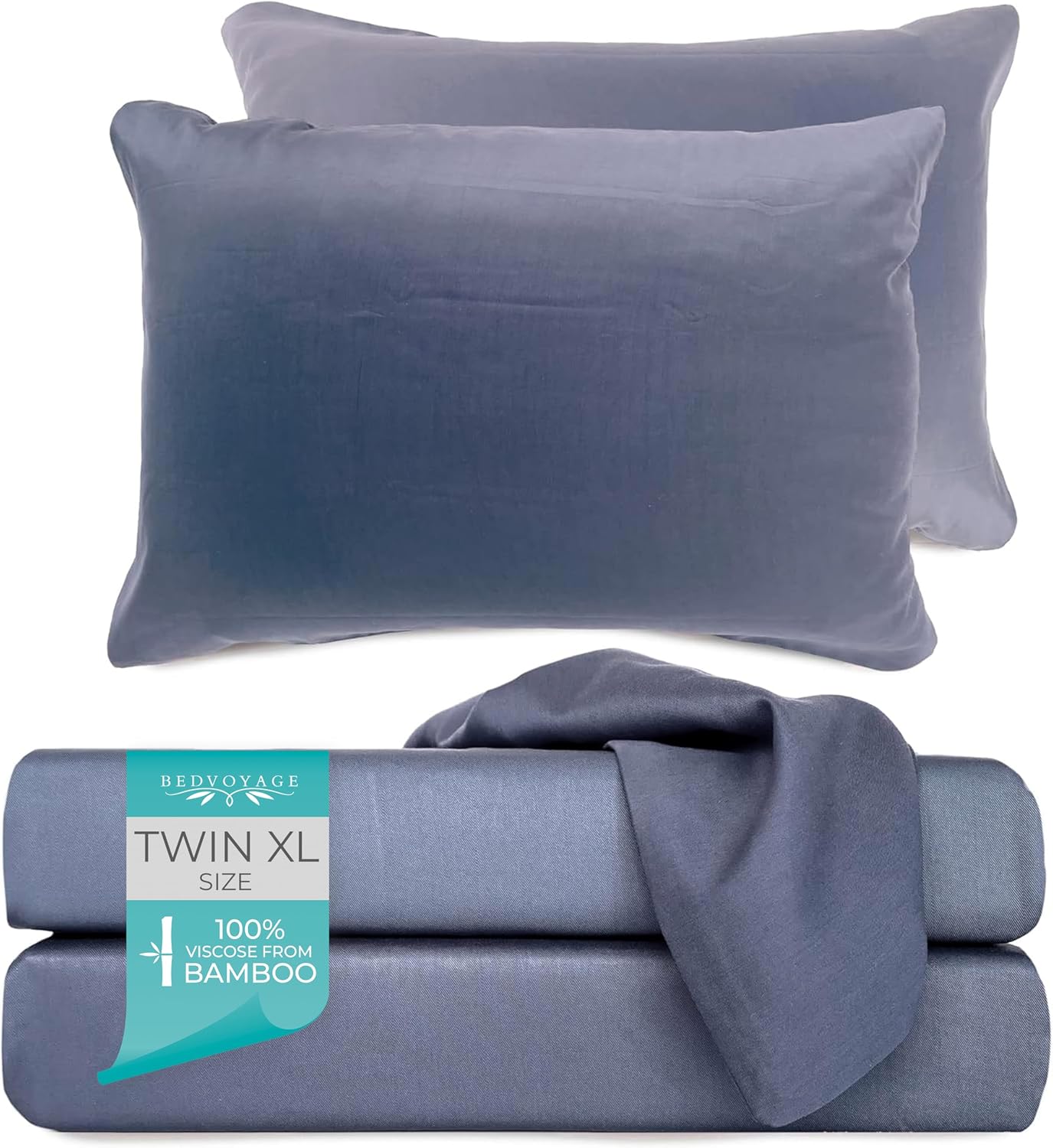 BedVoyage - TwinXL Luxury Sheet Set, 100% Viscose derived from Bamboo, Cooling Bedding Sheets & Pillowcases Set - Soft Bed Sheets - 18' Deep Pockets - Twin Extra Long - Platinum