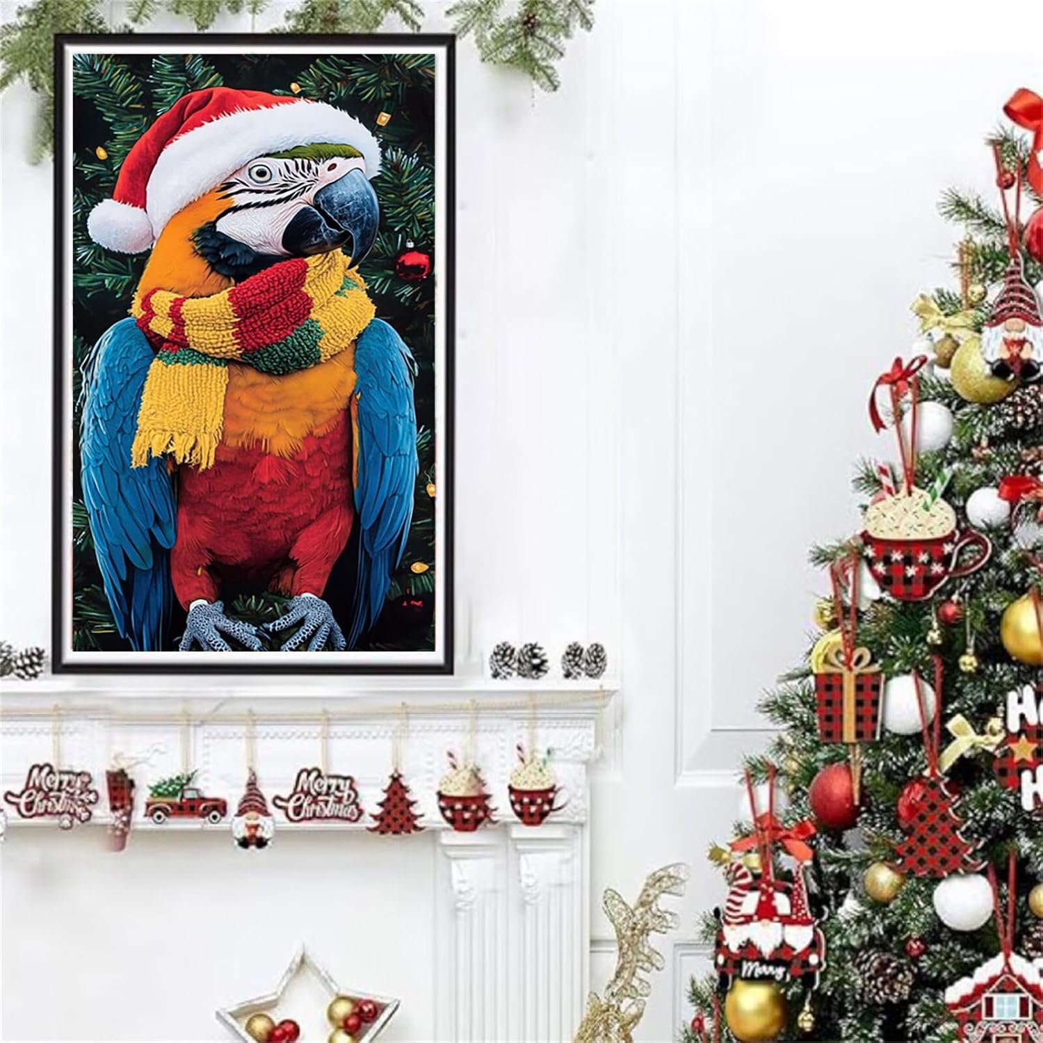 Diamond Art Kits for Adults Christmas Diamond Painting Kits, 5D DIY Round Parrot Full Drill Dimond Art Paintings Crystal Crafts for Adults for Gift Home Wall Decor, Large Size 40 x 80 Inch, Model651