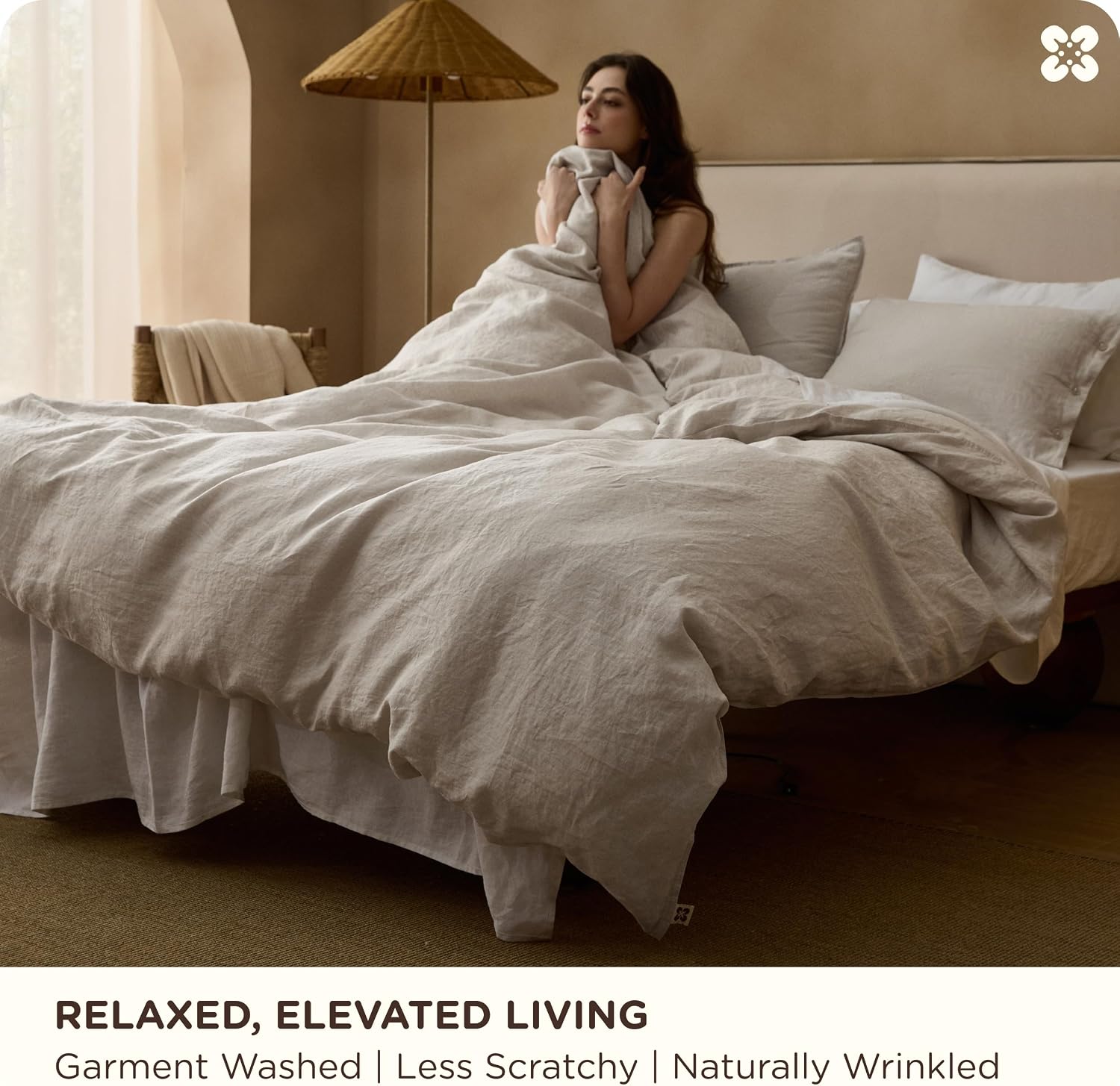 Bedsure 100% Linen Duvet Cover Queen Size, Washed 170 GMS European Flax-Linen, Soft 3pcs Bedding Set with Button Closure for Farmhouse, PureWoven Texture & Breathable for Hot Sleeper, Linen, Queen
