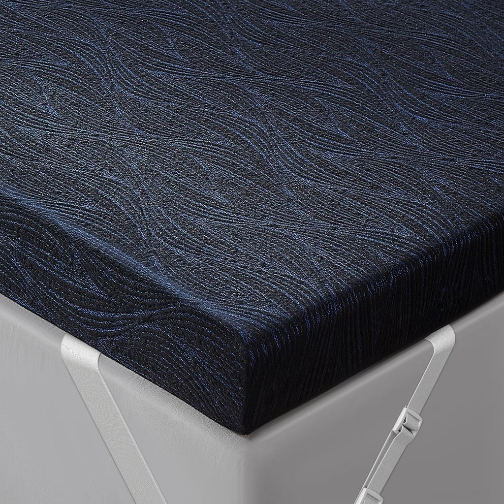Extra Firm Mattress Topper Queen Size, 4 Inch High Density Cooling Memory Foam Mattress Topper for Back Pain Relief, Bamboo Charcoal Cooling Gel Infused Bed Topper with Washable Cover, CertiPUR-US