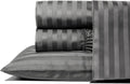 THREAD SPREAD Queen Sheet Set, Luxury 1000 Series Paradise Collection 100% Egyptian Cotton Damask Striped Bed Sheets Queen Size (4 PC, Dark Grey Stripe), Cooling 16' Deep Pocket Hotel Sheet Set