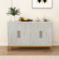HLR 48' Accent Cabinet with 4 Doors and Shelves, Modern Credenza Storage Cabinet with Gold Trim, Green Buffet Cabinet for Living Room, Kitchen, Dining Room, Hallway