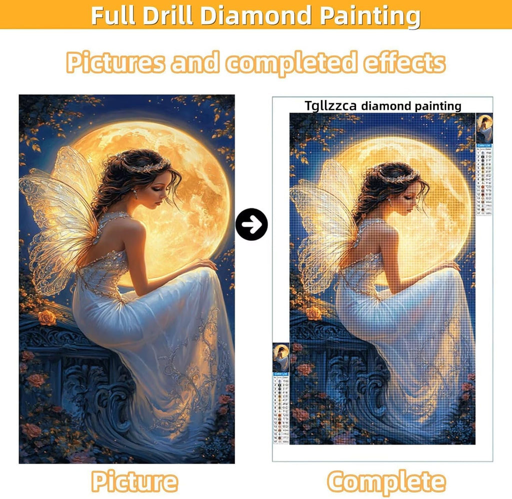 Diamond Art Kits for Adults Moon Diamond Painting Kits, 5D DIY Square Woman Full Drill Dimond Art Paintings Crystal Rhinestones Crafts for Adults for Home Wall Decor, Large Size 40 x 80 Inch, Model876