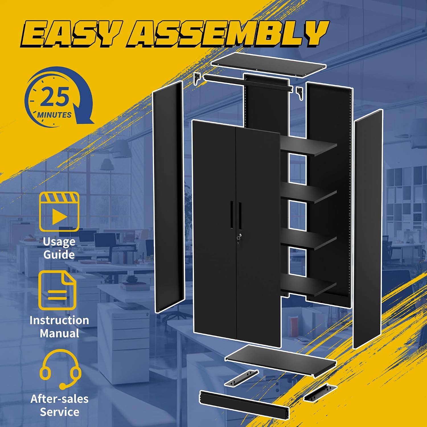 Metal Storage Cabinet with Doors and Adjustable Shelves, 73' Steel Garage Storage Cabinets with Wheels, Locking Tool Cabinet Utility Cabinets for Garage,Bathroom,Kitchen,Home Office,School
