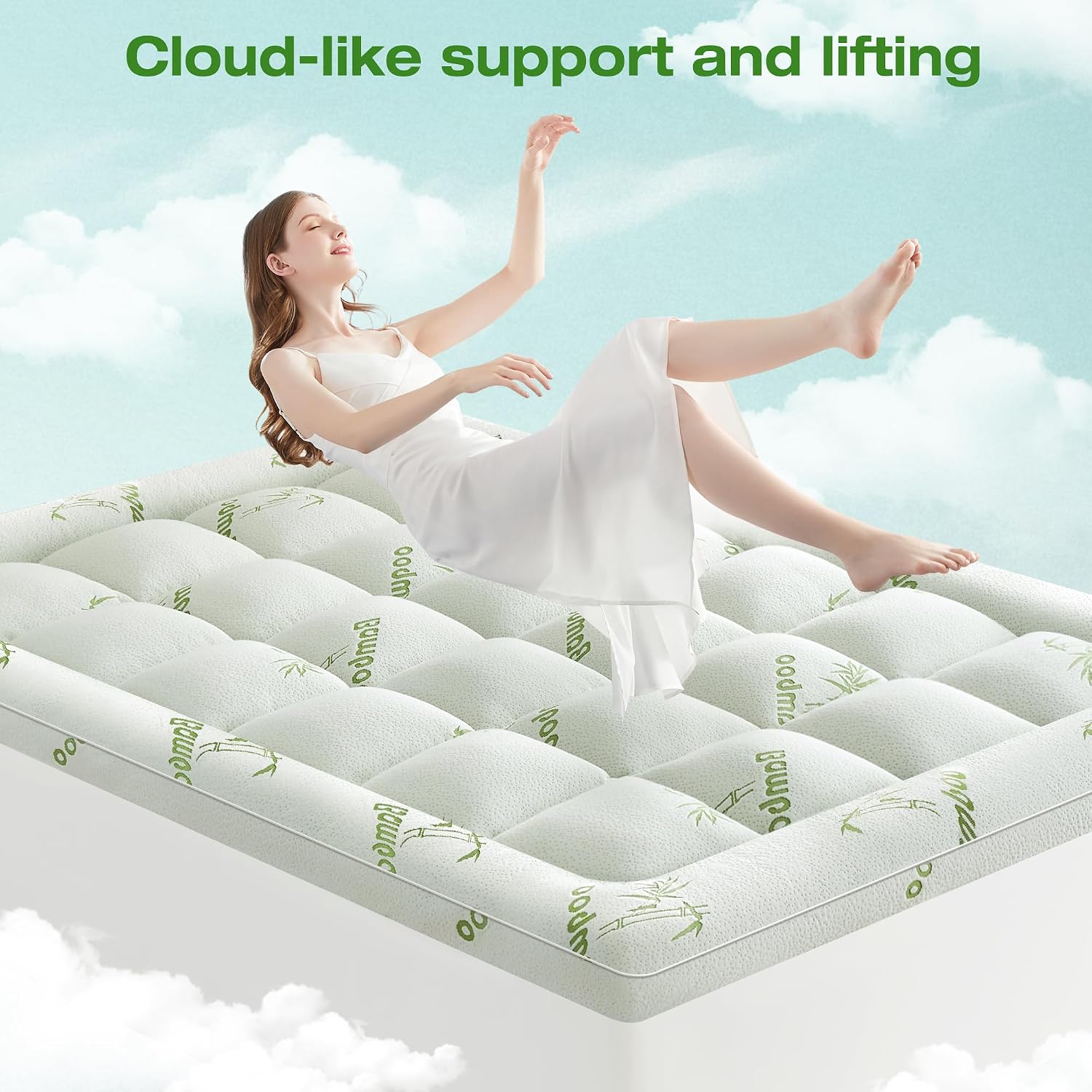Ultra Soft Mattress Topper King Size Viscose Derived from Bamboo, Thick Pillow Top Mattress Pad Cover for Back Pain, Cooling Mattress Protector with 8-21 Inch Deep Pocket