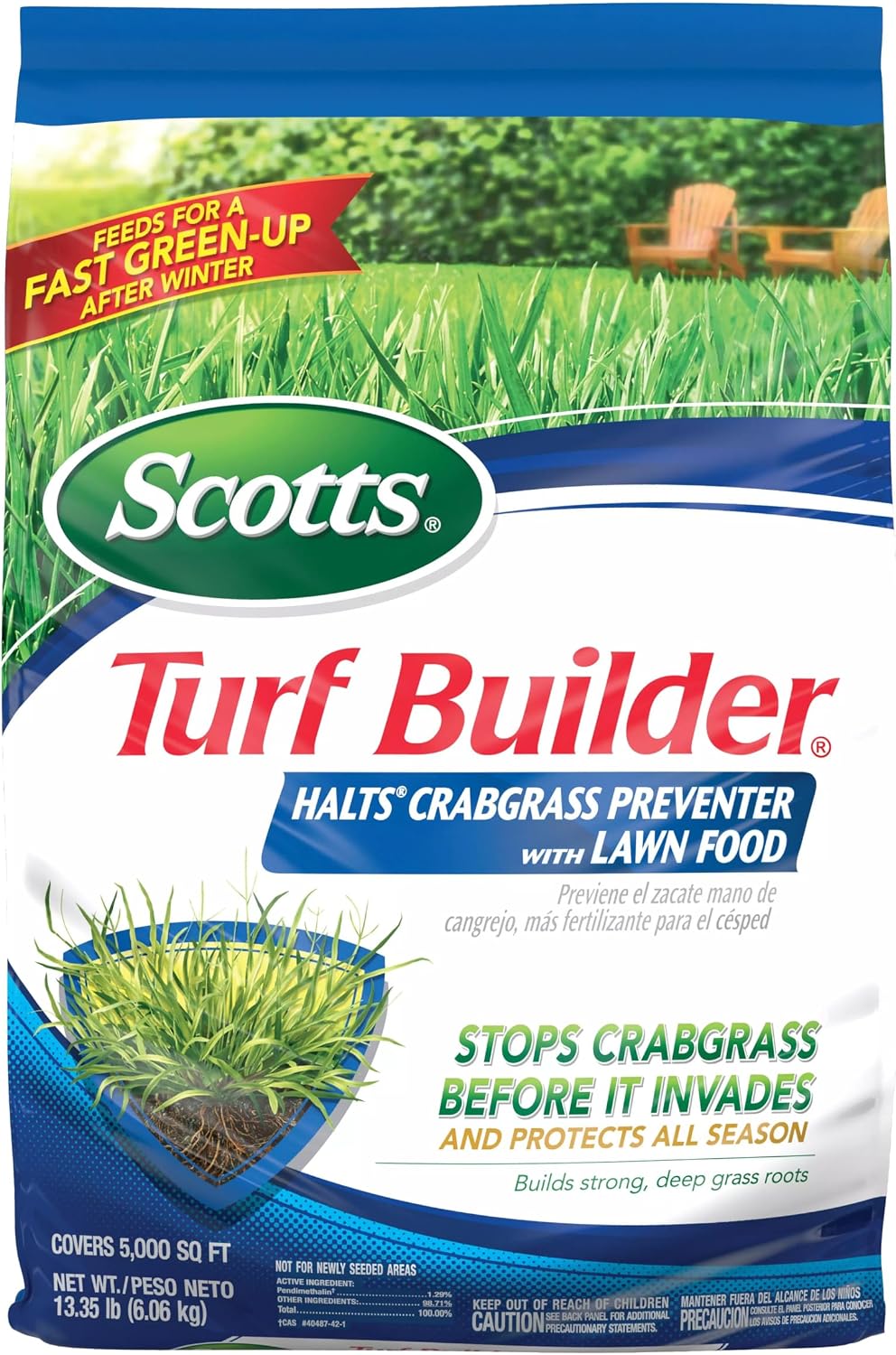 Scotts Turf Builder Halts Crabgrass Preventer with Lawn Food - Pre-Emergent Weed Killer, Lawn Fertilizer, 5,000 sq. ft., 13.35 lbs. (2-Pack)