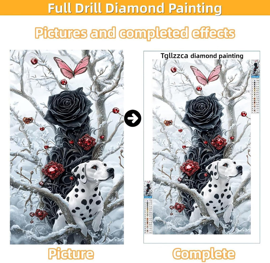 Diamond Art Kits for Adults Black Diamond Painting Kits, 5D DIY Square Rose Full Drill Dimond Art Paintings Crystal Rhinestones Crafts for Adults for Home Wall Decor, Large Size 36 x 72 Inch, Model924