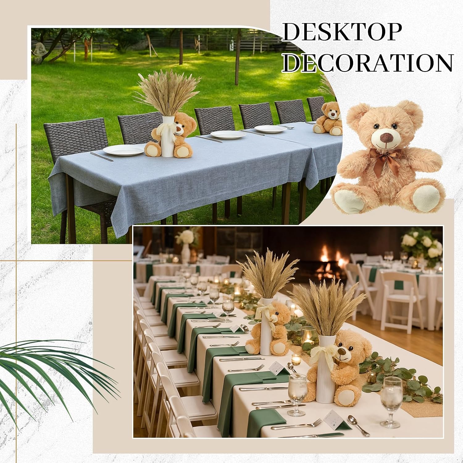 Canlierr 12 Sets 196 Pcs Baby Shower Table Centerpieces Decoration Baby Shower Table Decor with Bear Stuffed Vase Dried Pampas for Boho Wedding Gender Reveal Party Decoration(Ceramics,Boho)
