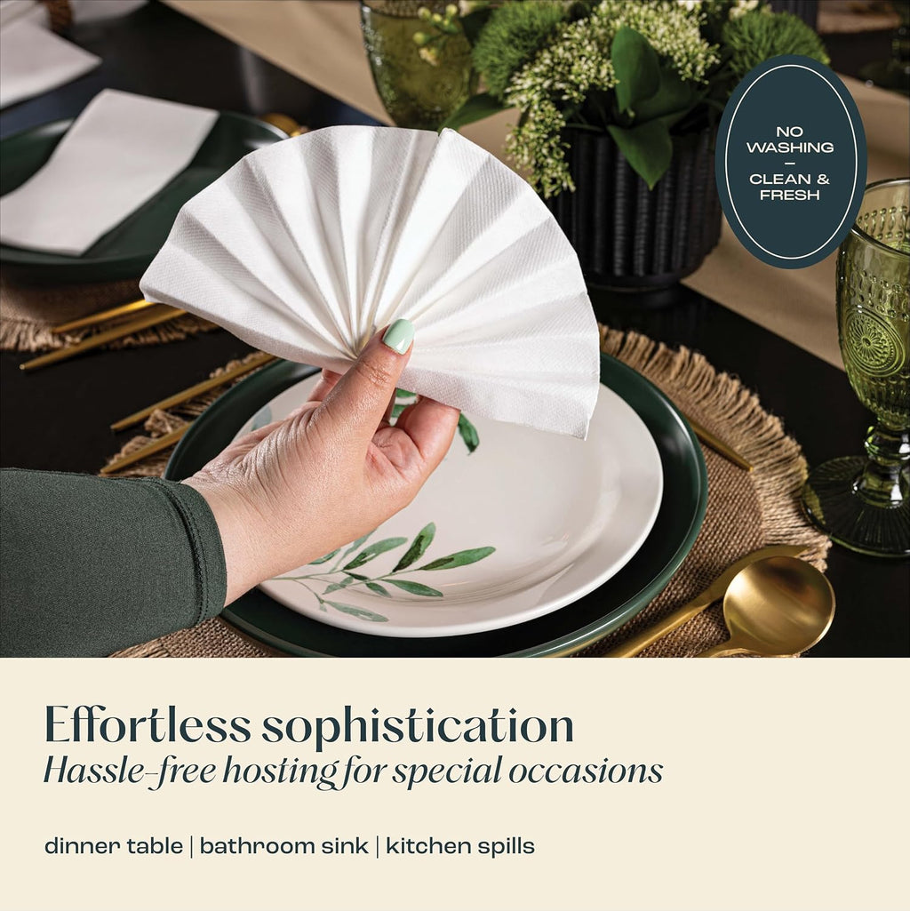 1000-Pack Servietto Disposable Linen-Feel Guest Towels [Pack of 1000] - Disposable Cloth-Like Hand Towels, Made In USA - Soft and Absorbent Paper Napkin for Kitchen, Bathroom, Party, Wedding, Or Event