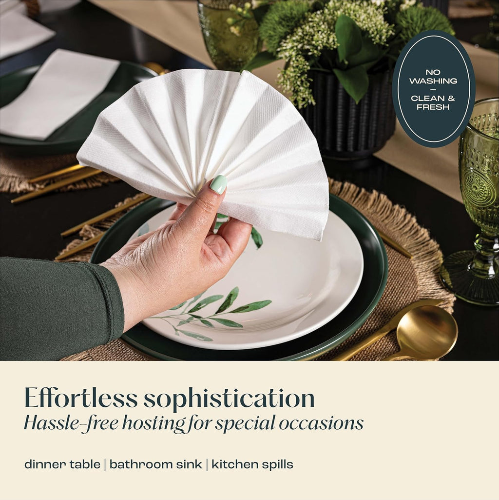 Disposable Linen-Feel Guest Towels [MEDIUM SIZE - Pack of 1500] - Cloth-Like Hand Bathroom Napkins - Soft and Absorbent Paper Napkin for Kitchen, Bathroom, Party, Wedding, Or Event