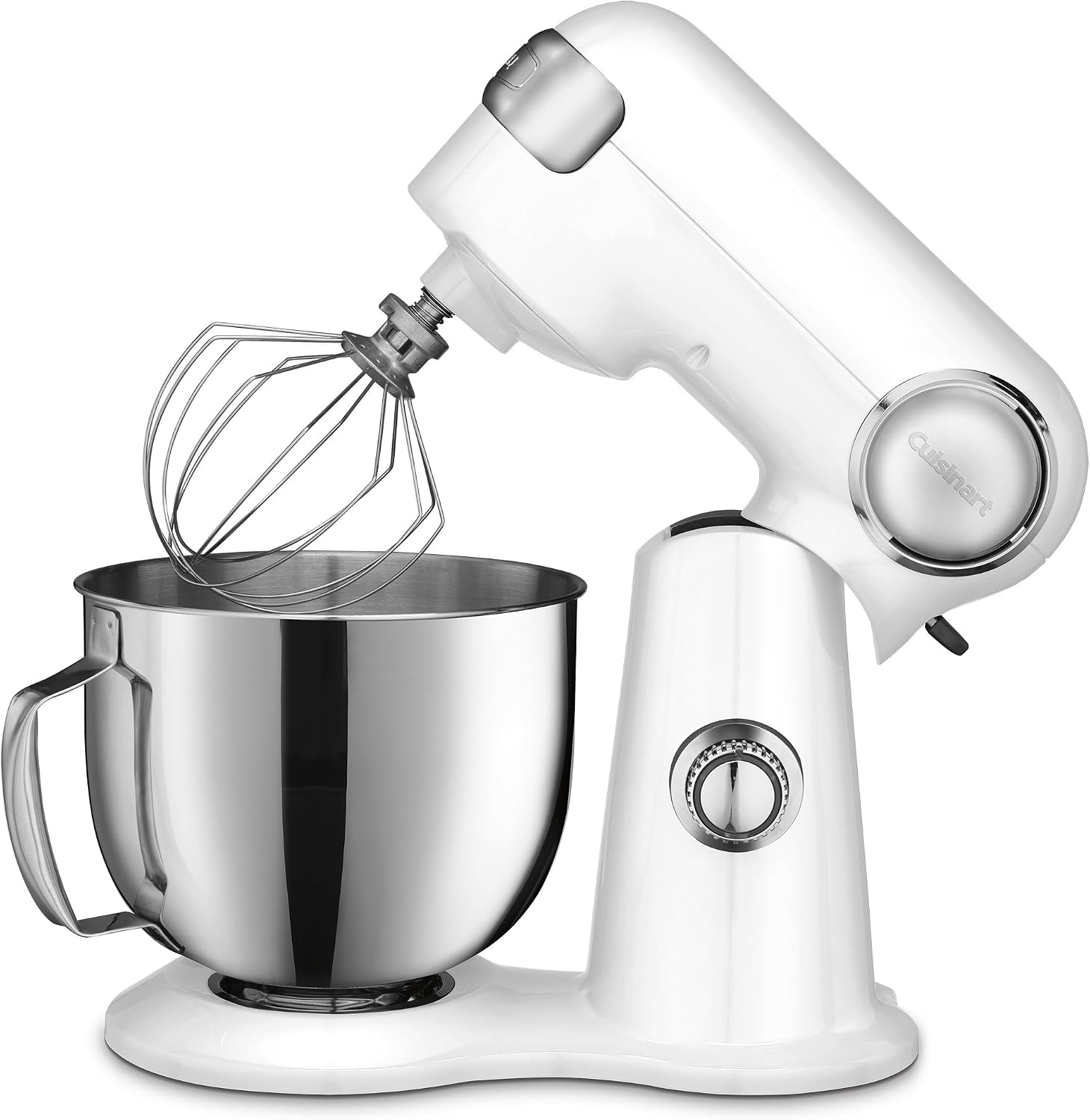 Cuisinart Stand Mixer, 12 Speed, 5.5 Quart Stainless Steel Bowl, Chef's Whisk, Mixing Paddle, Dough Hook, Splash Guard w/ Pour Spout, White Linen, SM-50NAS, Manual