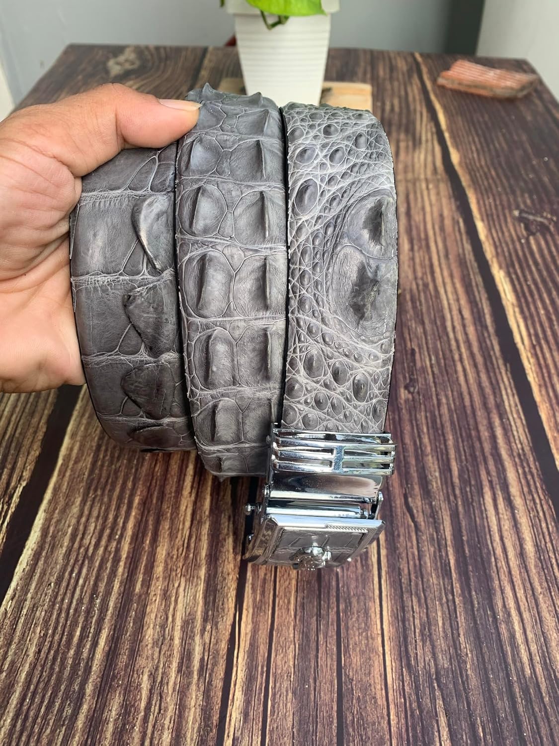 Genuine Alligator Leather Belts Buckle for Men, Crocodile Skin Belt for Mens