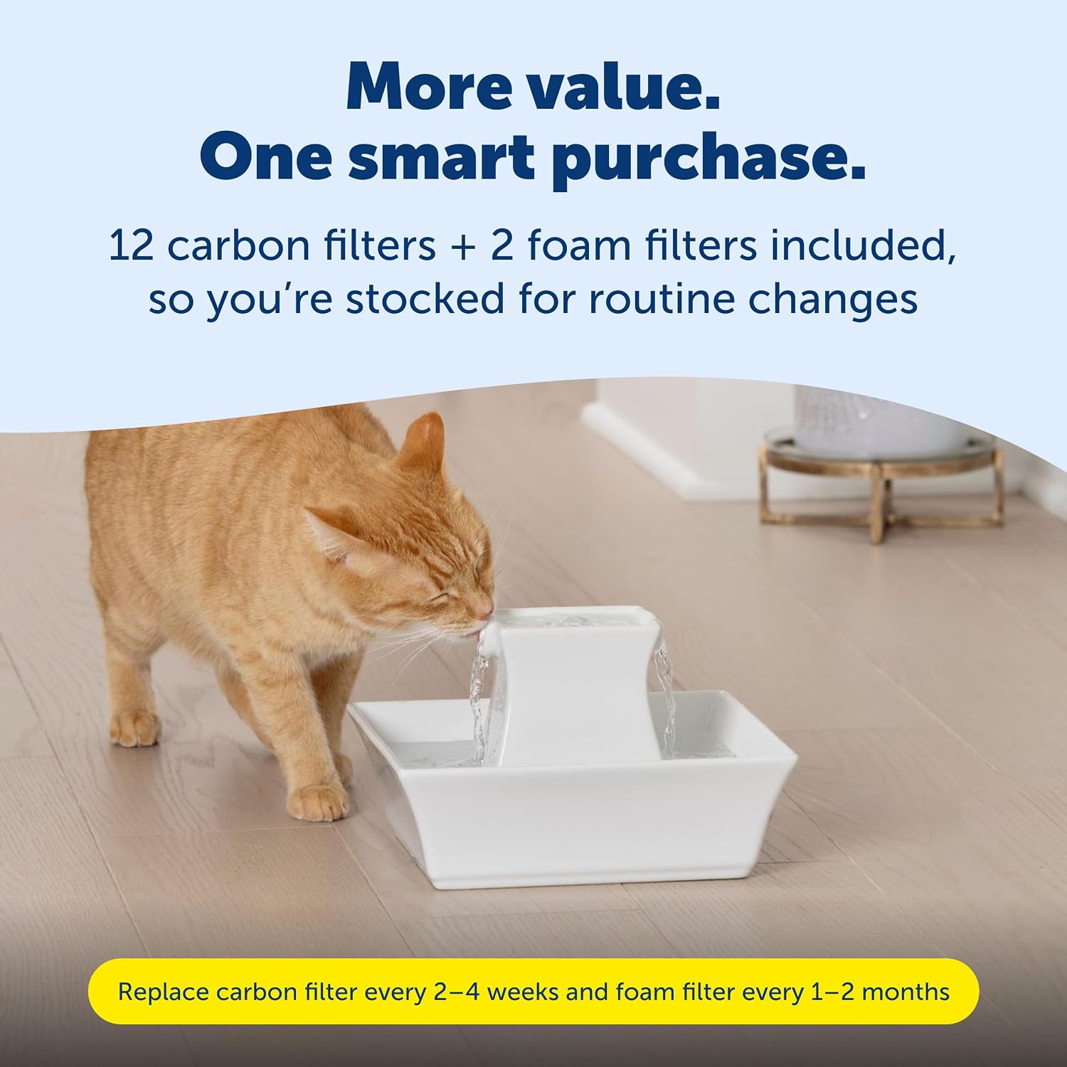 PetSafe Drinkwell Pagoda Pet Fountain 70 oz/ 2L Capacity,Elevated Indoor Ceramic Cat Water Fountain, 2 Levels of Free-Falling Stream, Included Carbon & Foam Filter Provide Fresh Water with Every Sip