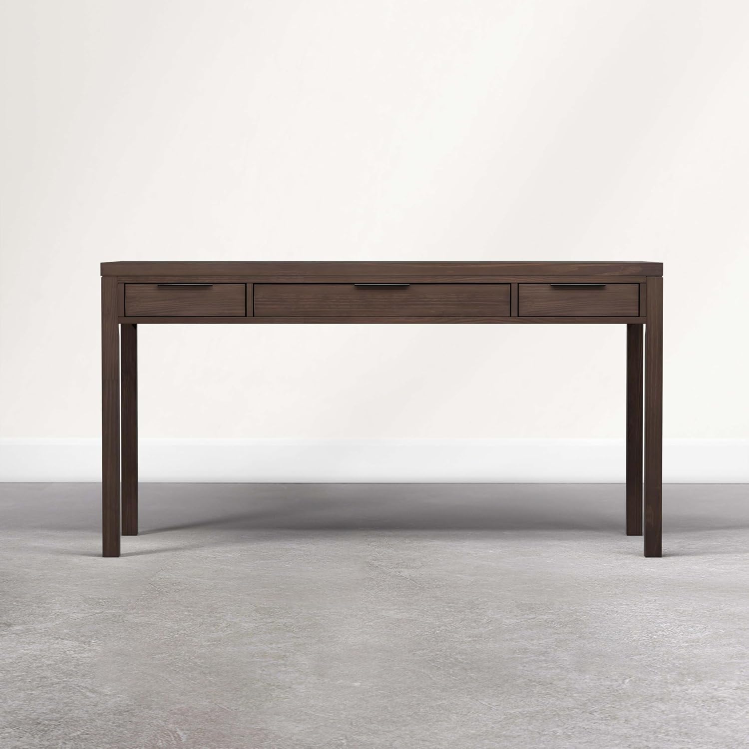 SIMPLIHOME Hollander Desk - 60 Inch Wide Solid Wood Writing Desk in Dark Brown Walnut, Contemporary Home Office Computer Table for Workspace or Study with 2 Drawers and Flip-Down Keyboard Tray