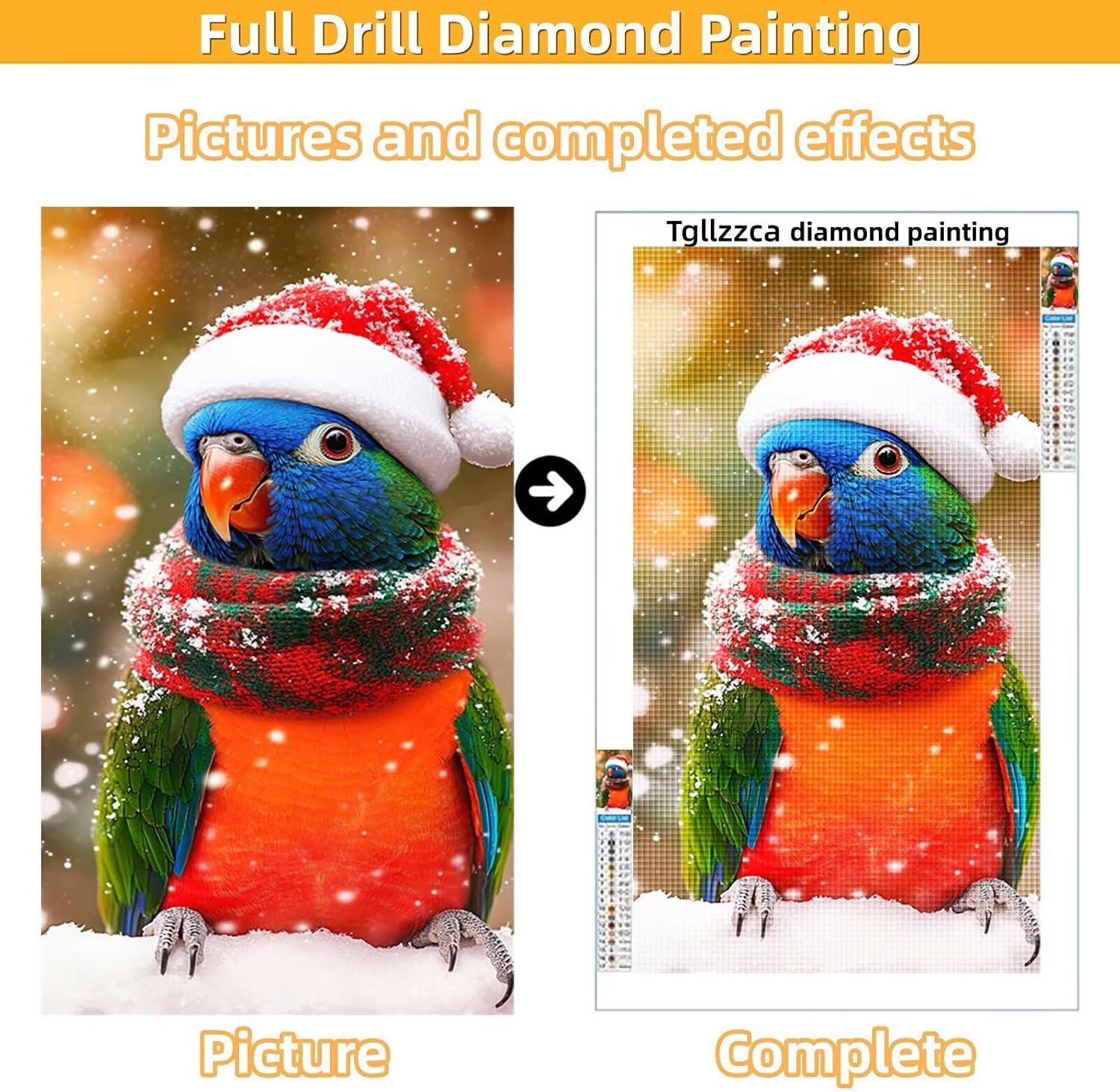 Diamond Art Kits for Adults Parrot Diamond Painting Kits, 5D DIY Square Snow Full Drill Dimond Art Paintings Crystal Rhinestones Crafts for Adults for Home Wall Decor, Large Size 36 x 72 Inch,Model666