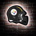 Team Sports America Evergreen NFL Pittsburgh Steelers Ultra-Thin LED Light Wall Sign Decor | Full Size Replica Helmet | 19.5 x 15 Inches | Made in the USA