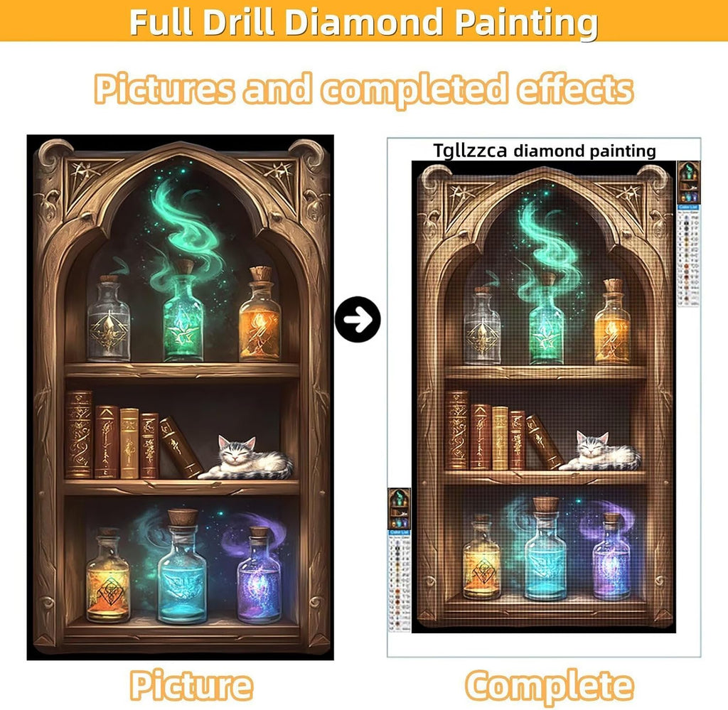 Diamond Art Kits for Adults Magic Diamond Painting Kits, 5D Square Cat Full Drill Dimond Art Paintings Crystal Rhinestones Crafts for Adults for Gift Home Wall Decor, Large Size 36 x 72 Inch, Model834