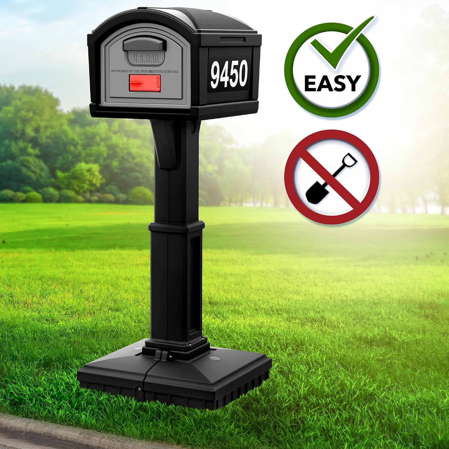 Simplay3 T4 Extra Large Capacity XL Dig-Free Mailbox with Durable Construction, Weather-Resistant Design, and Easy No-Dig Installation, Front Door Only, Black, Made in the USA