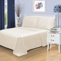 Superior Egyptian Cotton 1500 Thread Count Bed Sheet Set, Daily Soft Sheets, Embroidered Marrow Stitch Hem, Bedding Essentials, 1 Deep Pocket Fitted Sheet, 1 Flat Sheet, 2 Pillowcases, Full, Ivory