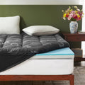 BEDLORE 4 Inch Memory Foam Mattress Topper Full,2-in-1 Dual Layer Design (2' Gel Memory Foam + 2' Plush Pillow Top Cover) Mattress Topper Medium-Firm,Pressure Relief & Back Pain Support(Dark Gray)