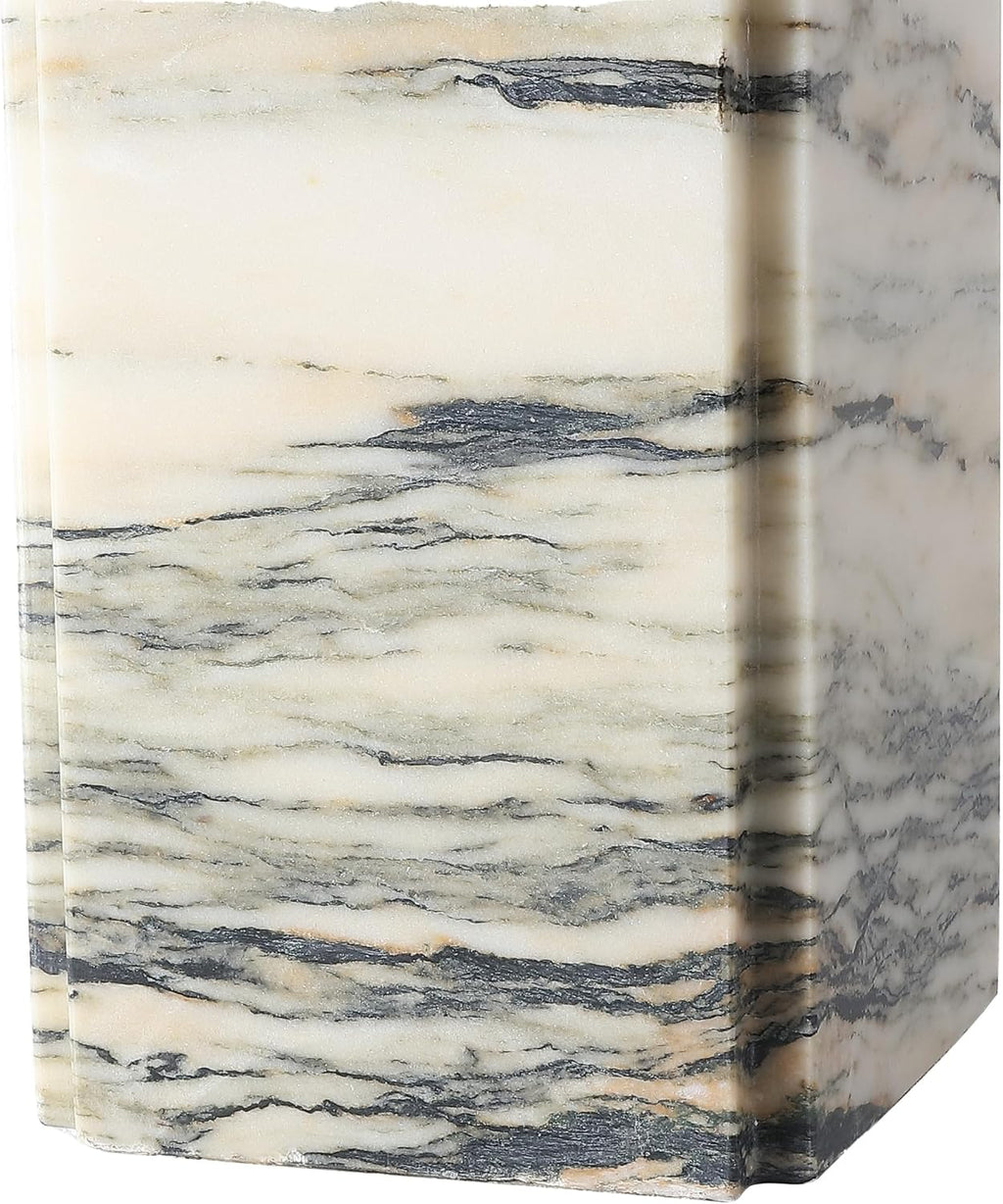 SAFAVIEH Couture Lighting Collection Mackenzie Cream/White Marble Square 25-inch Table Lamp for Bedroom Living Room Home Office Desk Nightstand (LED Bulb Included)