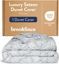 Brooklinen Luxury Sateen Duvet Cover - 100% Cotton, King/California King Size in Oyster Blue with Extra-Long Corner Ties and Button Closure - Best King/Cali King Duvet Covers