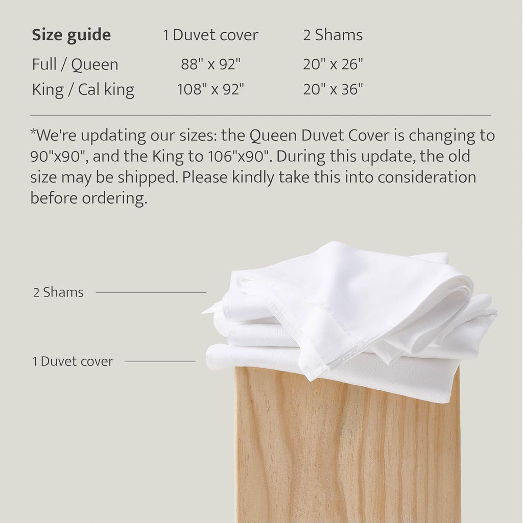 Double Stitch Cotton Tencel Duvet Cover - Queen Size Comforter Cover, Luxury & Soft Eucalyptus Lyocell Bedding Set for Hot Sleepers, Cooling & Breathable, Button Closure, Bright White, 90'x90'