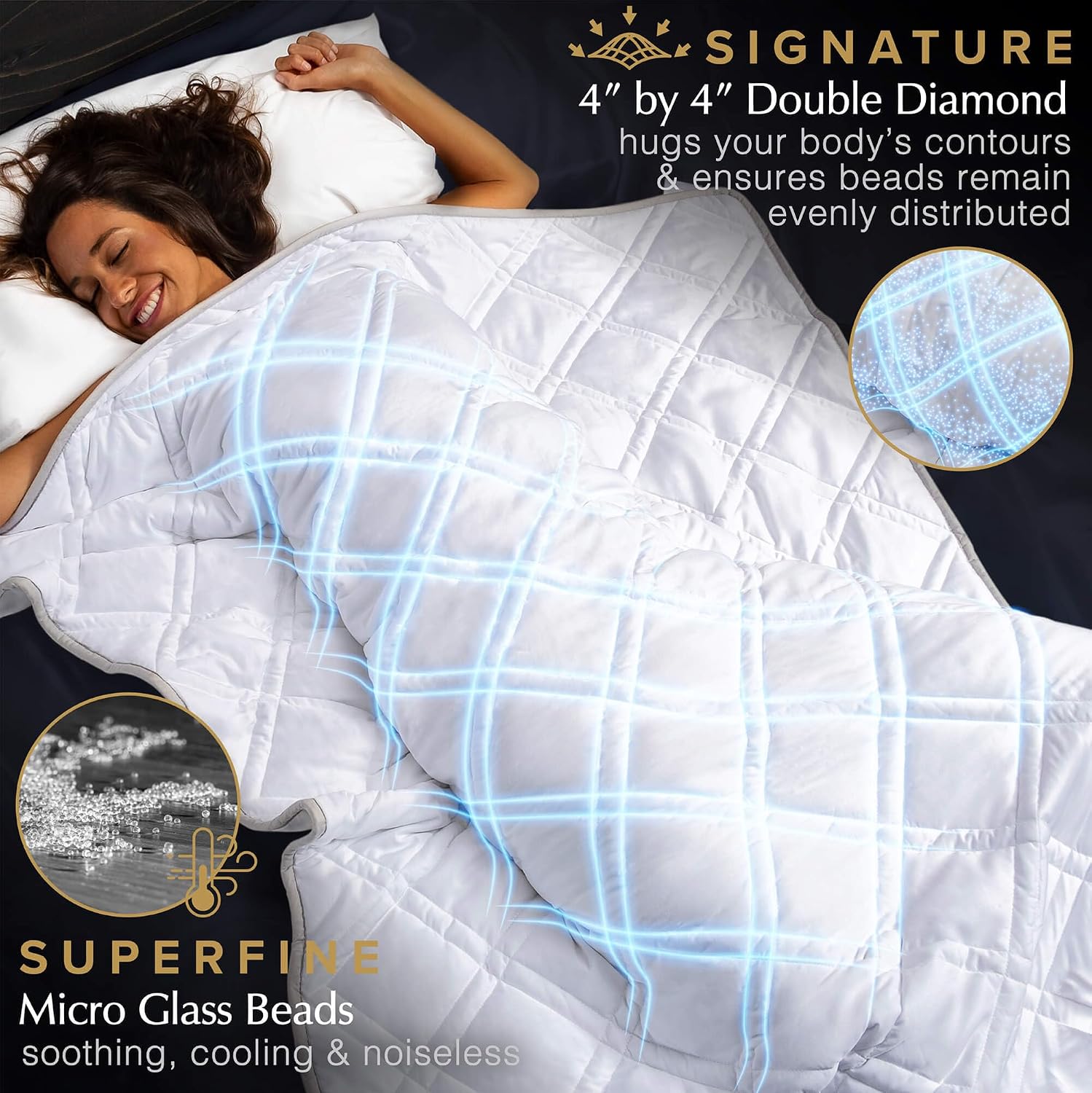 Aricove Cooling Weighted Blanket, 8 lbs, Twin Size for Adults, Luxury Heavy Blanket, Silky Soft Bamboo Viscose, 48x72 inches, Machine Washable, White